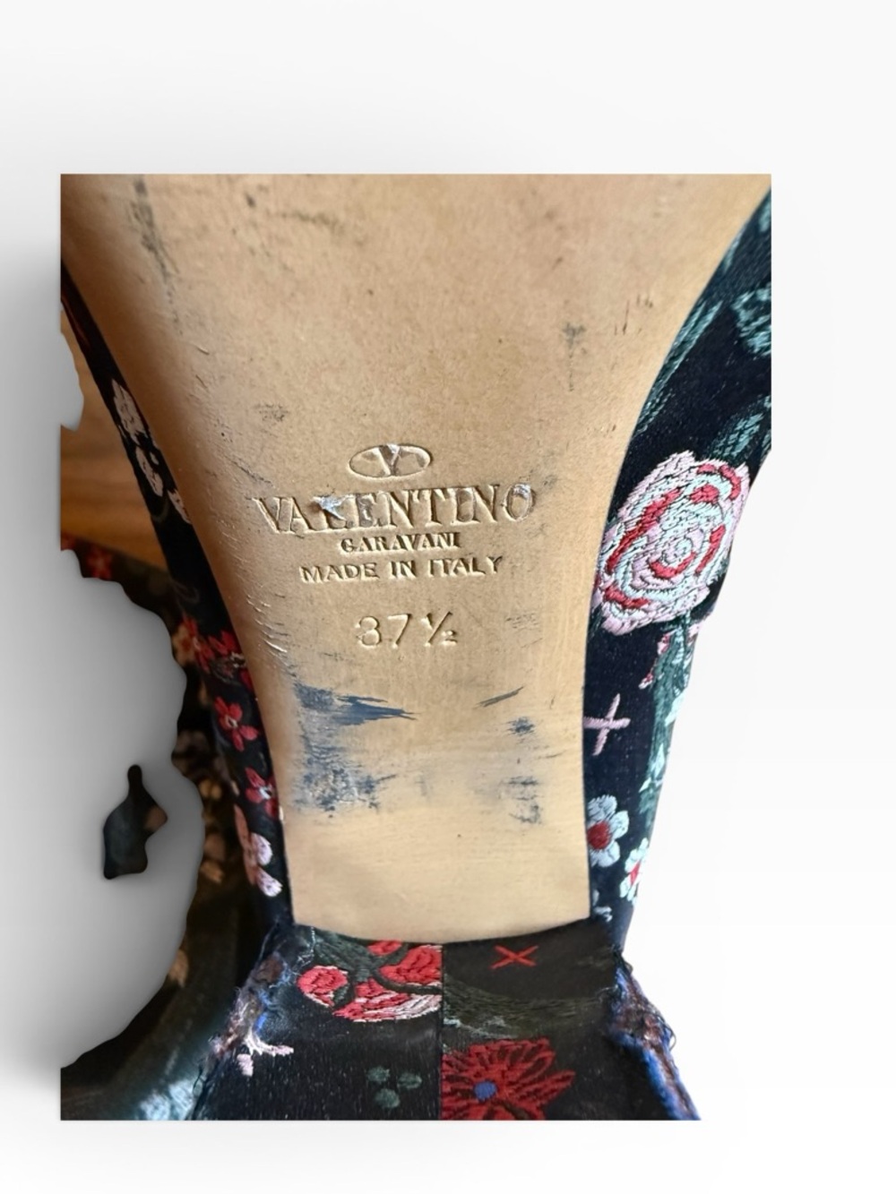 Valentino Garavani Floral Print Block Heel Ankle Boots Black EU 37.5 US 7.5 - Picture 14 of 15